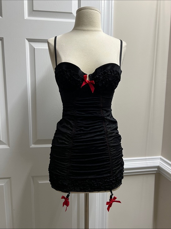 Victoria's Secret Other - Victoria's Secret Black Chemise teddy lingerie Red Bow 34B NWOT